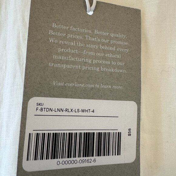Everlane- Linen Button-down White Size 4 shirt - NWT - Picture 4 of 5